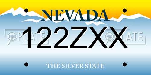 122ZXX Nevada License Plate