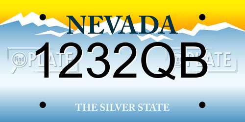 1232QB Nevada License Plate