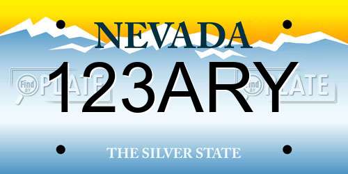 123ARY Nevada License Plate