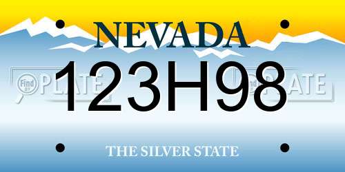 123H98 Nevada License Plate