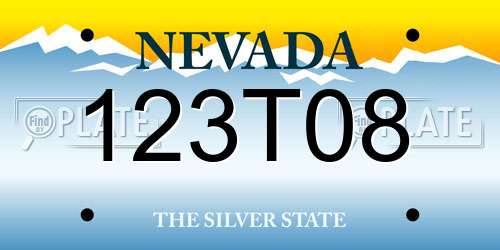 123T08 Nevada License Plate