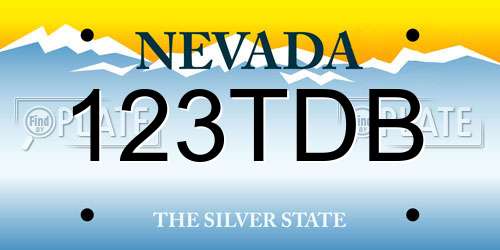 123TDB Nevada License Plate