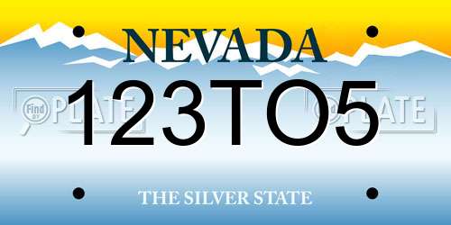 123TO5 Nevada License Plate