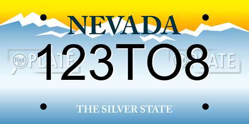 123TO8 Nevada License Plate