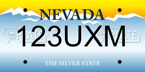 123UXM Nevada License Plate