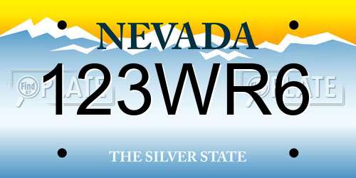 123WR6 Nevada License Plate