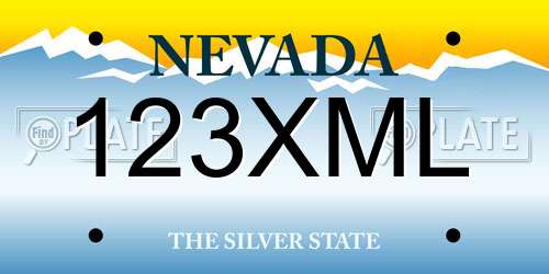 123XML Nevada License Plate