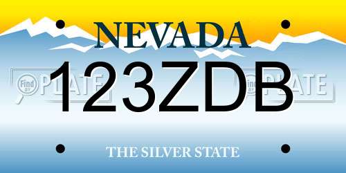 123ZDB Nevada License Plate