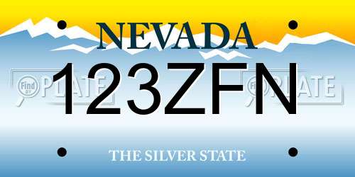 123ZFN Nevada License Plate