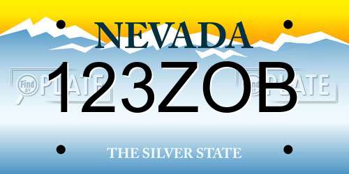 123ZOB Nevada License Plate