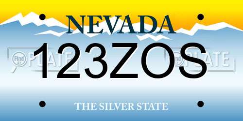 123ZOS Nevada License Plate