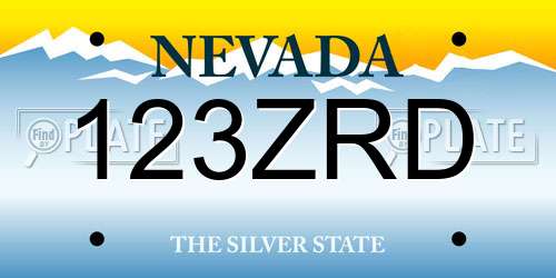 123ZRD Nevada License Plate