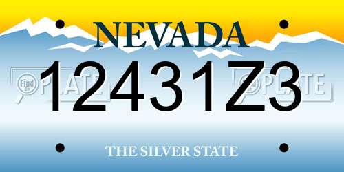 12431Z3 Nevada License Plate