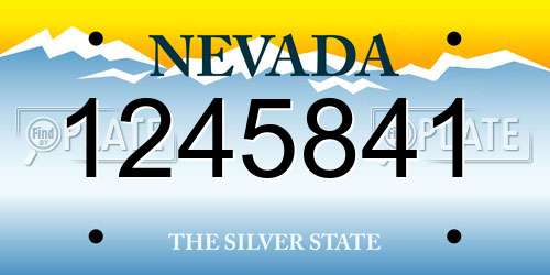 1245841 Nevada License Plate