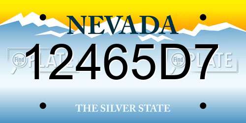 12465D7 Nevada License Plate