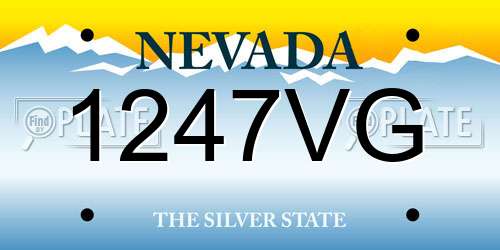 1247VG Nevada License Plate