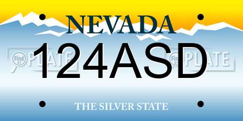 124ASD Nevada License Plate