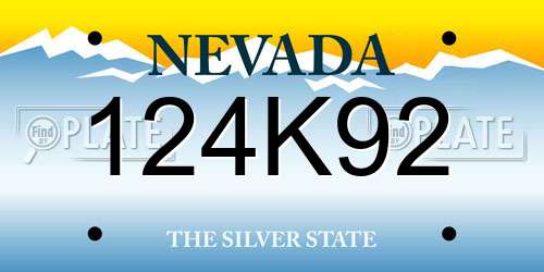 124K92 Nevada License Plate
