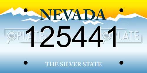 125441 Nevada License Plate