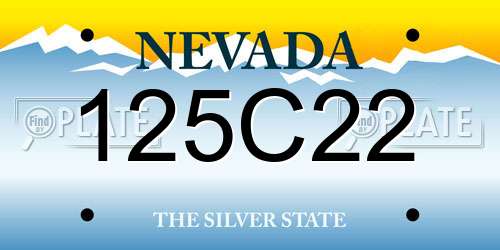 125C22 Nevada License Plate