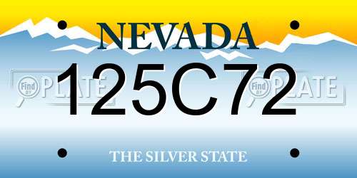 125C72 Nevada License Plate