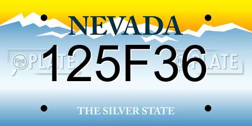 125F36 Nevada License Plate