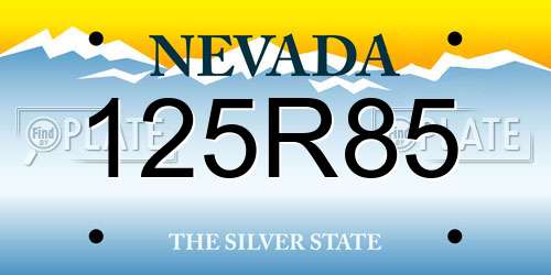 125R85 Nevada License Plate