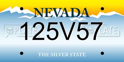 125V57 Nevada License Plate