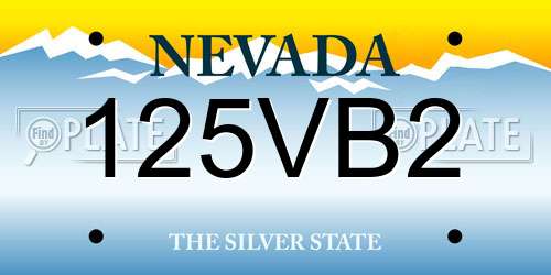 125VB2 Nevada License Plate