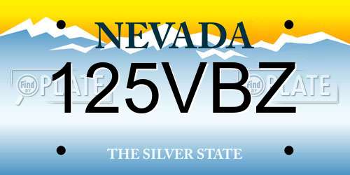 125VBZ Nevada License Plate