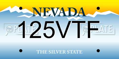 125VTF Nevada License Plate