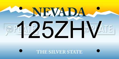 125ZHV Nevada License Plate