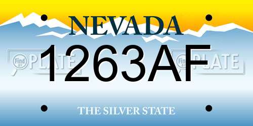 1263AF Nevada License Plate