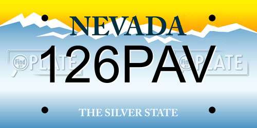126PAV Nevada License Plate