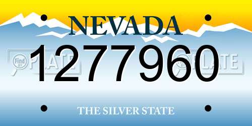 1277960 Nevada License Plate