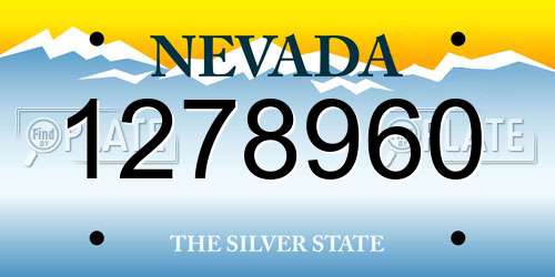 1278960 Nevada License Plate