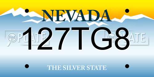 127TG8 Nevada License Plate