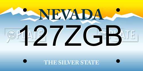 127ZGB Nevada License Plate