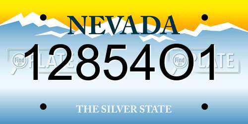 12854O1 Nevada License Plate