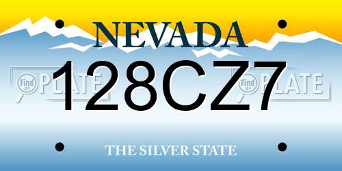 128CZ7 Nevada License Plate