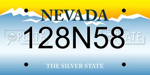 128N58 Nevada License Plate