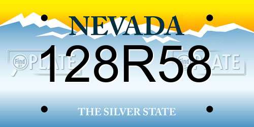 128R58 Nevada License Plate