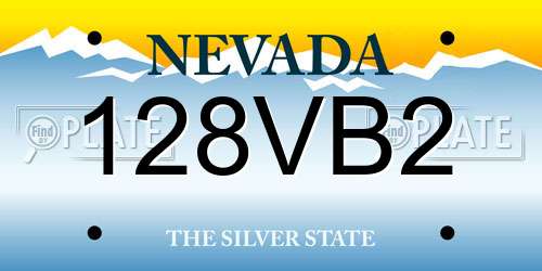 128VB2 Nevada License Plate