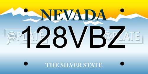 128VBZ Nevada License Plate