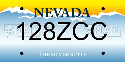 128ZCC Nevada License Plate
