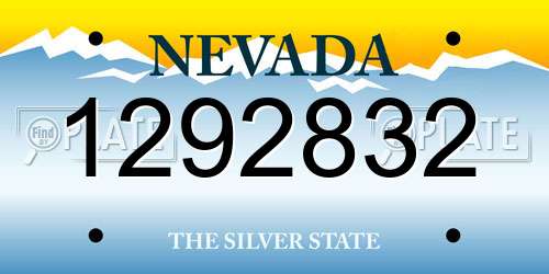 1292832 Nevada License Plate