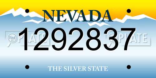1292837 Nevada License Plate