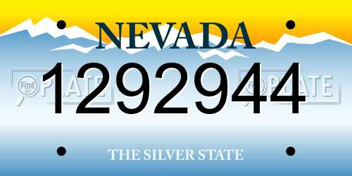 1292944 Nevada License Plate