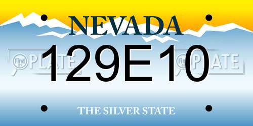129E10 Nevada License Plate