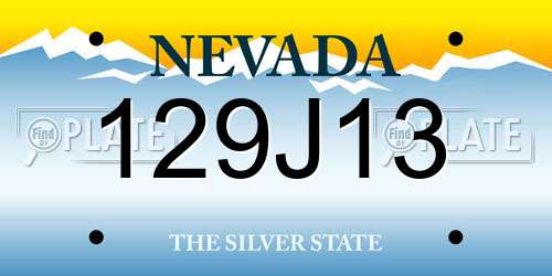 129J13 Nevada License Plate